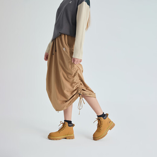 Jeep classic retro rhubarb boots for women 2024 autumn and winter new thick-soled mid-top work shoes desert Martin boots for women gold 37