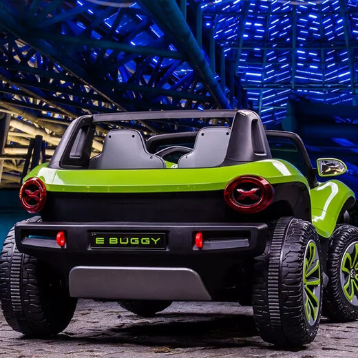 Join hands with Volkswagen Beetle electric children's car, four-wheeled baby with remote control, double toy car for children, can take adults with lithium battery, Supreme Red + soft wheels + large lithium battery, 6 hours of battery life