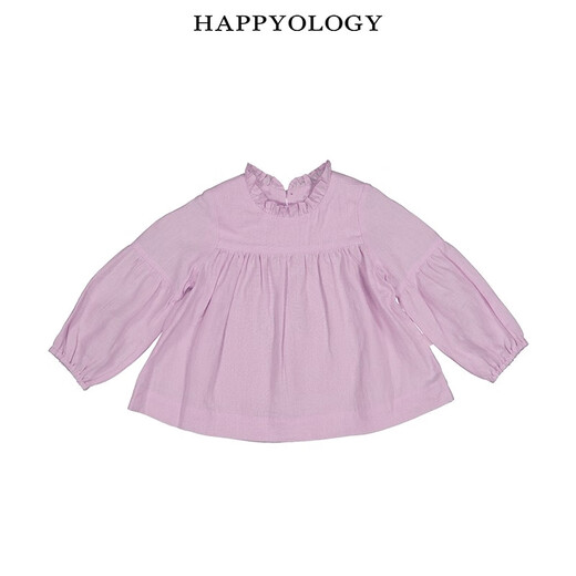 Happyology British girls' shirt long-sleeved linen children's clothing baby autumn top new children's shirt rose pink 92 (92cm)