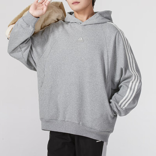 Adidas Siscutirshirt para hombres y mujeres 2024 otoño e invierno Nuevo terciopelo tibio calentado chaqueta con capucha a prueba de viento ji6636 cáñamo mediano gris xl