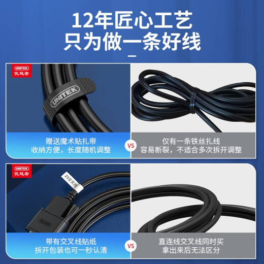 The superior (UNITEK) rs232 serial port line mother-to-male 23 crossing line 1.5 meters DB nine-pin com port debugging line Scanner/tax control machine/programming machine/serial port line C718BK