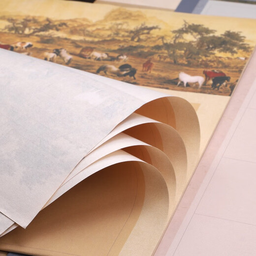 方格宣纸小楷作品纸四尺六尺对开半生半熟古风条屏微喷蜡染笺楷书隶书篆书书法创作带格子纸国展比赛作品纸 六尺对开3cm方格【686格，5张/包】 款式一