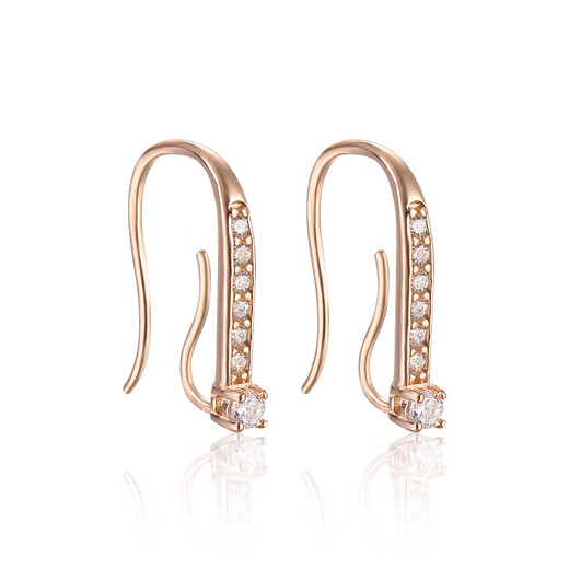 Fat Donglai same style 18k gold earring accessories diy silver inlaid diamond gold ear hook empty support pearl ear hanging small hole drop ear green diamond white l gold pair