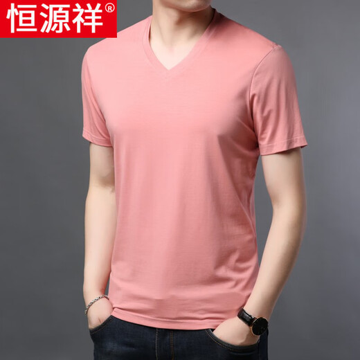 Hengyuanxiang Summer NUEVA Camiseta de manga corta para hombres Modal Color sólido Vangal de hielo Ventilador de mediana edad delgada y joven Camiseta de algodón casual 9902 Royal Blue 165