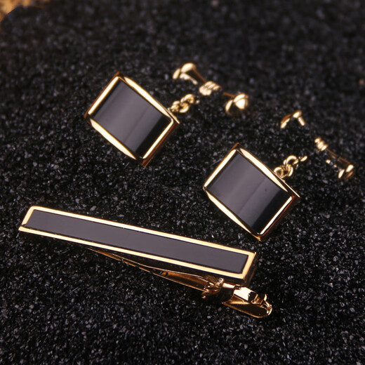 欧凡迪水晶领带夹钻领带夹男士领带夹结婚领带夹袖扣领带夹套装 玛瑙金色洛克王子