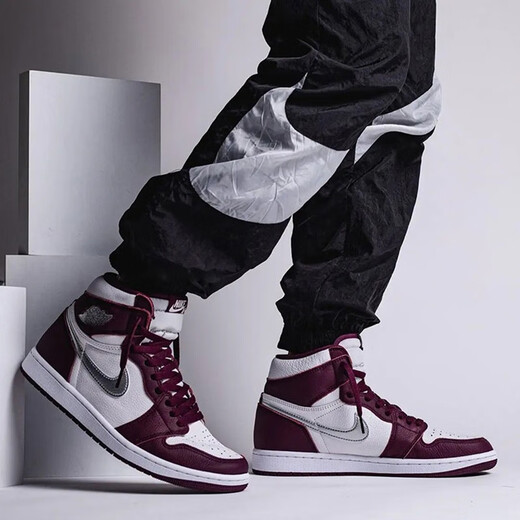 Nike (Nike) AJ1 Herrenschuhe und Frauenschuhe Air Jordan High1 Shadow Black Grey High Top Retro Wear-Resistant Sport Basketball Schuhe 575441/555088-611 Bordeaux Wine Red 36 Gs