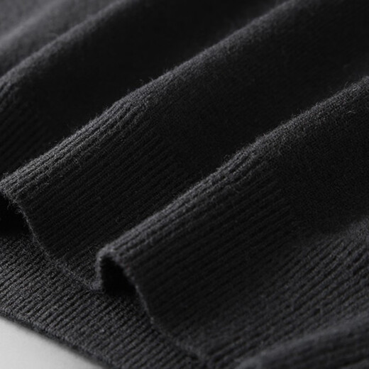 Mr. Guan short-sleeved sweater for men with half-high neck embroidered short-sleeved sweater for autumn and winter thickened half-sleeved sweater for men with middle-neck base shirt 9195 black L/175/50