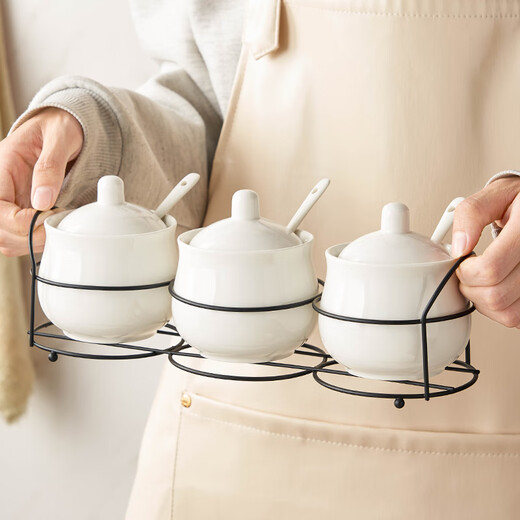 Youlaifu ceramic seasoning jar 3-pack seasoning box kitchen household seasoning jar set chili oil MSG salt jar combination pack