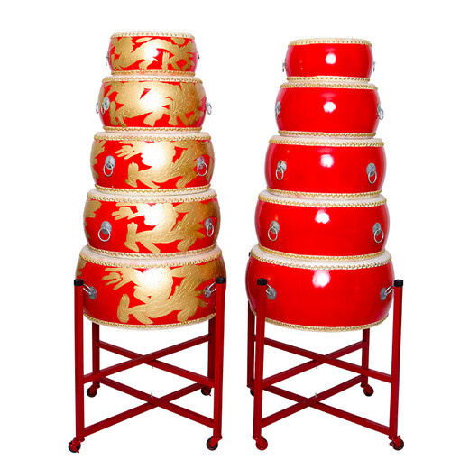 Ouyin big drum cowhide drum Chinese red dragon drum dance drum teaching rhythm drum adult children performance drum gong drum gong drum 10 inch red drum [32*17] + drum stick