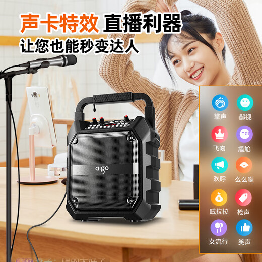爱国者T52蓝牙音响大音量便携户外K歌广场舞音箱无线收款音响声卡特效U盘TF卡低音炮喇叭扩音器 标准版