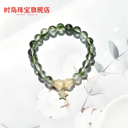 Tokishima Green Ghost Cornucopia Exploding Crystal Women's Bracelet Green Gold Crystal Wizard of Oz Prosperous Career 8mm