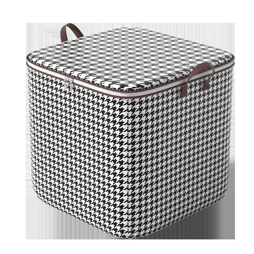 Beiyipin houndstooth storage box for clothes and quilt storage, household waterproof, dustproof and moisture-proof, extra large moving package 140L (55*46*55CM)