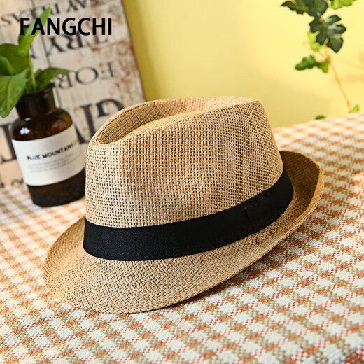 Fangchi-Hut Männer, mittleren und älteren Männer im Sommer koreanischer Papyrus atmungsaktiv und erfrischender Topper reisen gute Partner-Strohhut mit großer Größe großer Kopfumfang Dym-175 Meter Weiß L (58-60 cm)