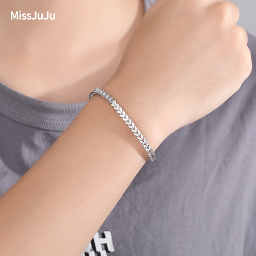Miss JuJu pt950 platinum bracelet for men, platinum keel bracelet, domineering herringbone bracelet, recommended wearing length = clean hand circumference + 1.5~2.0cm