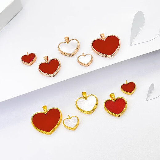 18K gold love pendant au750 rose gold colored gold gold necklace heart-shaped chain birthday gift for girlfriend 18K gold rose gold (with 18K gold necklace) 10mm red agate