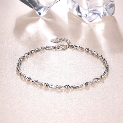Saturday Fortune (ZLF) PT950 platinum bracelet for women, simple twisted piece, beaded bracelet, platinum bracelet, 3.46g 16cm + tail chain 2cm