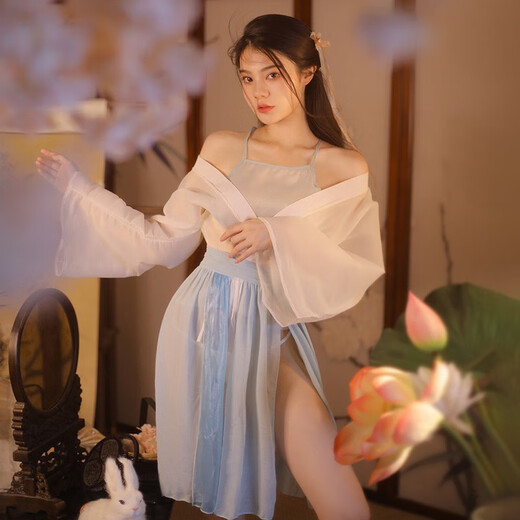 
Women's pajamas sexy suit Role play uniform seductive short skirt Secretary uniform Maid battle robe 6198 lace spliced ​​retro pleated suspender skirt + pants