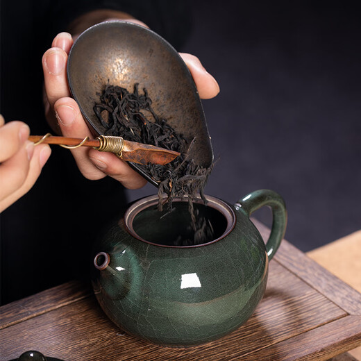 Longquan Celadon Creative Household Teapot Iron Tire Xishi Teapot Single Pot Ice Crack Ceramic Purely Handmade Kung Fu Tea Set Filter Pot Iron Tire Xishi Teapot Gift Box