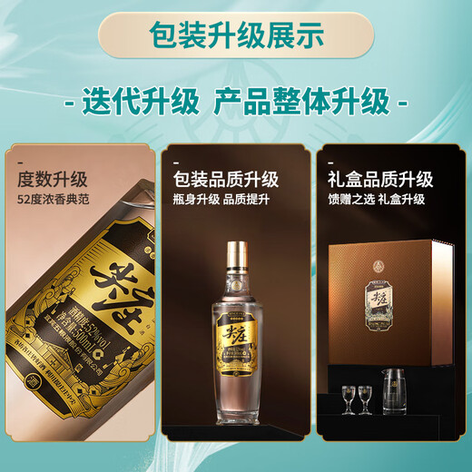 五粮液股份 尖庄高光浓香型白酒52度 500mL*2瓶 酒具礼盒送礼宴饮