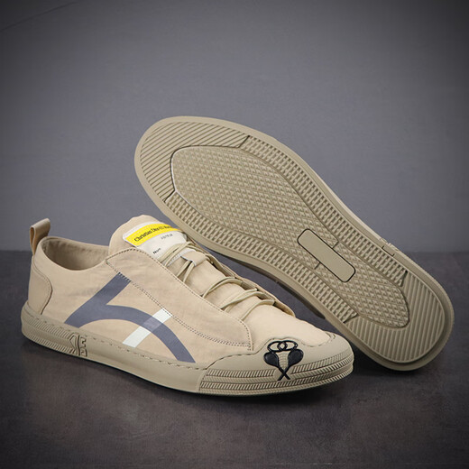 Leopard Rider QI PAO REN brand canvas shoes for men, one-legged 2024 spring new breathable casual shoes, comfortable lace-up beanie shoes, black 42 (260mm)