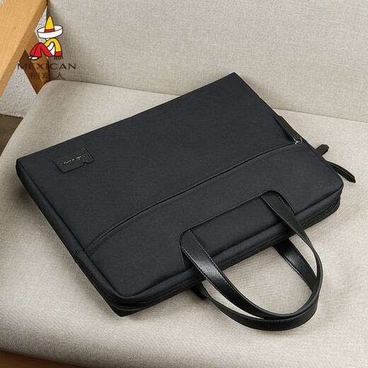 Scarecrow briefcase men canvas casual business bag file bag large capacity simple handbag computer bag 2023 new black