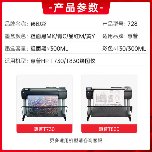 Zhenyincai Compatible con HP/HP 728 Cartucho de tinta HP DesignJet T730 T830 Cartucho de tinta de la impresora del trazador [F9J16A] 728 Cartucho de tinta magenta M (300ml)