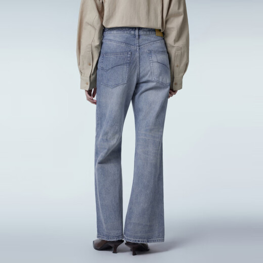 Jnby/Jiangnan Buyi Frühlings- und Herbstjeans für Frauen reines Baumwollwasser Waschen lässig Micro-Flame Hosen Flare Hosen 5o2e11730 992/Denzi Lan M.