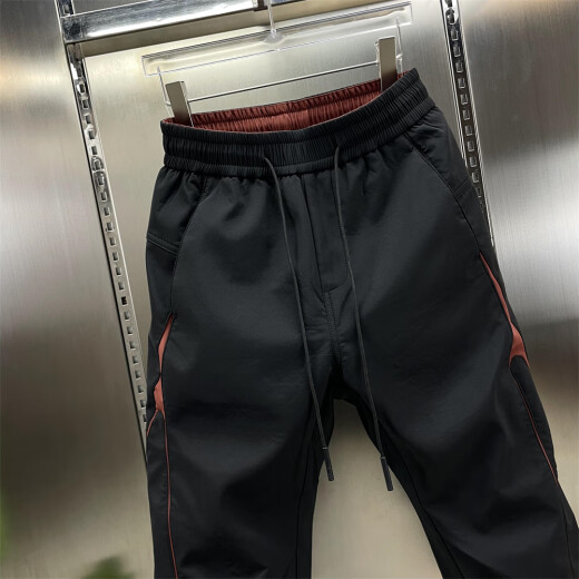 Feidi Sen Meng's pants for men's autumn and winter loose small feet casual pants for boys fashion and versatile sports Harun tying pants 326 black 33 (recommended 155-165Jin [Jin equals 0.5 kg])