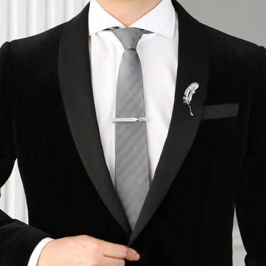 Kamalun (KAMALUN) brooch men's high-end feather brooch gentleman's business suit corsage accessories new dress badge lapel pin for boyfriend Feather brooch + brand gift box without engraving