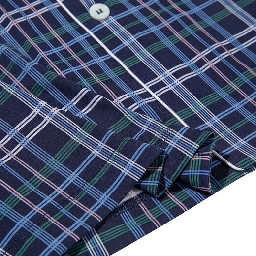 Sr. AIMU [mismo estilo en el centro comercial] 22SS indulgente seda a cuadros sedoso pijama de pijamas cardigan de manga corta NS41F684 Blue a cuadros de color azul oscuro YH8 L (170)