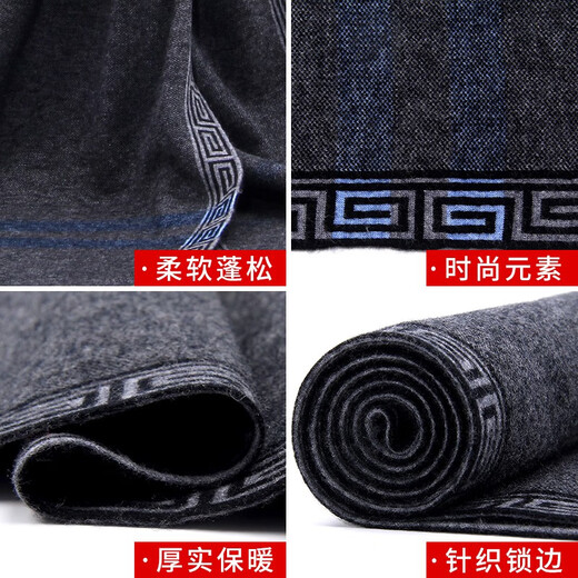 Jiangnan Story men's scarf, pure wool, warm and cold-proof, fashionable and versatile scarf, gift box for boyfriend, elders, casual trend, recommended, simple gentleman gray