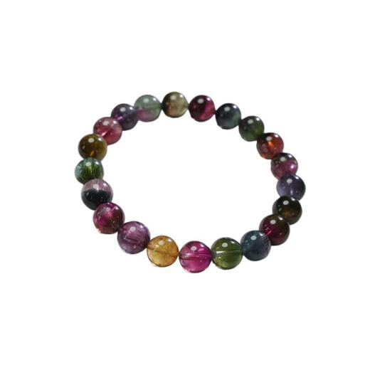 Drilled natural old mine rainbow tourmaline bracelet A3 watermelon tourmaline bracelet color crystal bracelet transparent No. 6402 watermelon tourmaline bracelet about 6mm natural tourmaline