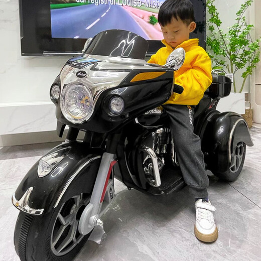 Weni children's electric motorcycle can sit on adults' parent-child tricycle, children's double charging toy car, boy's dual-drive car, red foot pedal, large battery, megaphone, can sit on adult's dual-drive large motor