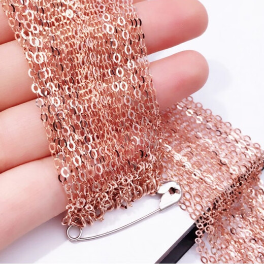 Jinshitong Russian 585 purple gold necklace 14K color gold rose gold flash O-shaped chain for women 45cm thick 1.1mm