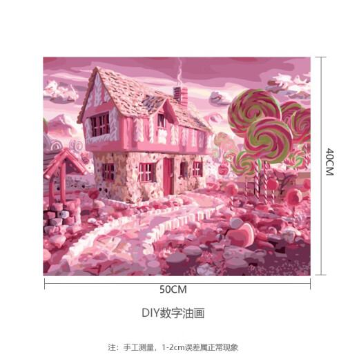Jiacai Tianyan handmade diy digital oil painting cartoon animation landscape hand-painted decorative painting candy house oil painting