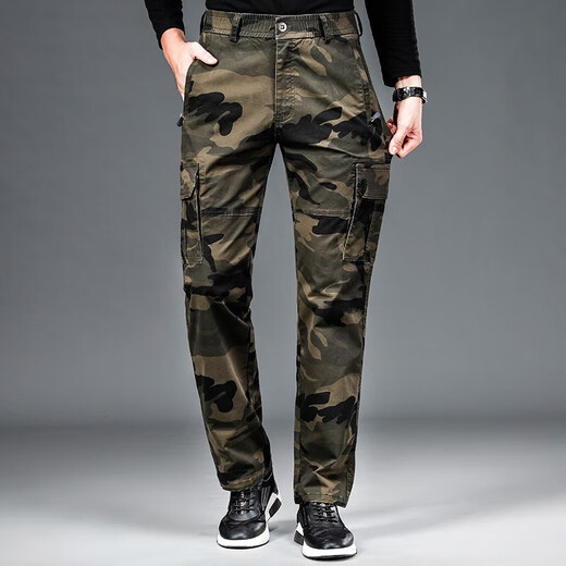 Jeep Spirit Spring und Herbst Herren lässige Hosen Herren Arbeithosen Mehrfachhose Lose großer Tarnhosen Männer Militärische grüne Hosen 9926 Militärgrün dickes Modell M 2 Fuß 2-2 Fuß 3