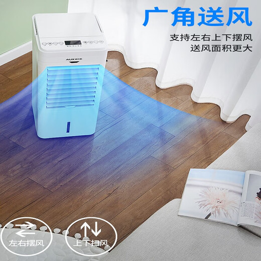 AUX Air Conditioning Fan Cooling and Heating Dual-Purpose Refrigeration Heating Air Cooler Household Air Conditioner Cold Wind Small Water Air Conditioner Mobile Cooling Fan Dual-Purpose Cooling and Heating White Remote Control Model