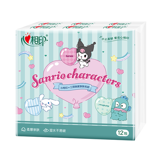 Heart to Heart Sanrio co-branded handkerchief paper 4 layers 7 sheets * 12 pack