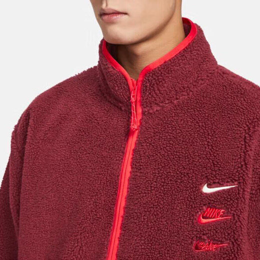 耐克（Nike）外套男装上衣 春秋季新款保暖仿羊羔绒立领时尚运动服休闲服夹克 FZ6194-677/红色/龙年限定 M (170) /建议120-130斤