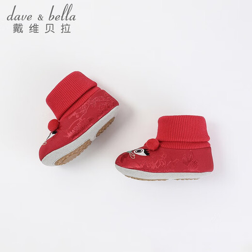 戴维贝拉（DAVE＆BELLA）童鞋秋冬新款喜庆新年款中国风新生儿步前鞋婴儿学步鞋宝宝鞋