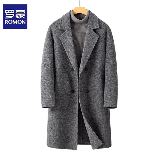 Veste en laine en laine double face Romon pour hommes en automne et hiver de la longueur de vent en laine en laine en laine en laine en laine moyenne pour hommes gris m gris m