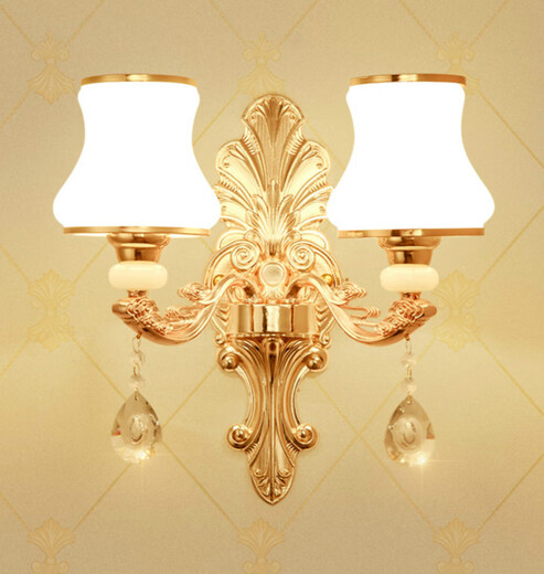 Film and television wall lights LED European style bedroom bedside lights Living room background decoration wall lights Atmospheric KTV hotel crystal wall lights X698 double heads
