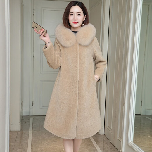 Soem Mink Fell + Fuchsfellkragen 2025 Herbst und Winter Neue HaINing Real Mink Pelzmantel Frauen mit mittlerer Länge Gongbei Sheep Scher XL 120-130jin [Jin entspricht 0,5 kg]