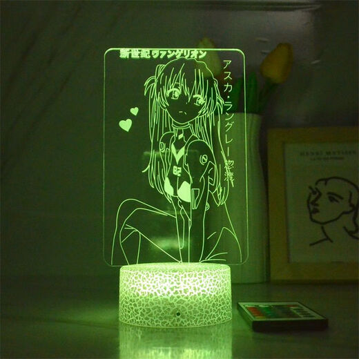 Anime LED Nachtlicht Neon Genesis Evangelion Asuka Lingbo Rei periphere bunte Beleuchtung Atmosphäre Lampe 677 Ling Borei monochromes warmweißes Licht ohne Schalter USB-Buchse