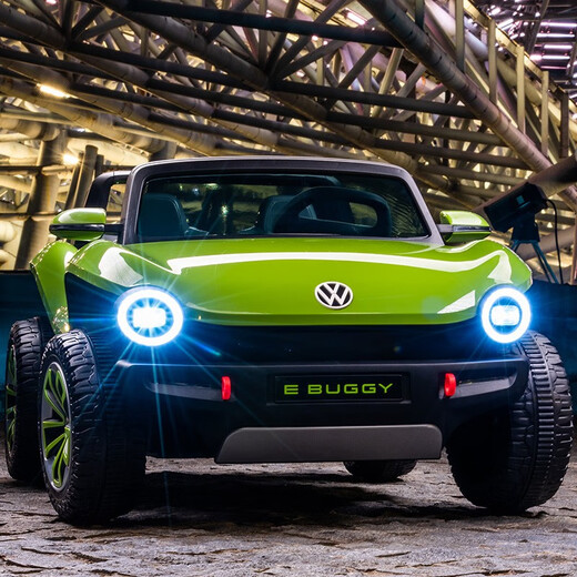 Join hands with the Beetle Volkswagen Two-Seater Children's Electric Car Baby Four-Wheel Four-Wheel Toy Car Can Take Adult Lithium Battery Green + Full Function + 6 hours of battery life
