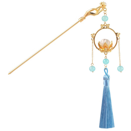 Two Worlds Huan Palace Lantern Luminous Hairpin Girl Ancient Style New Chinese Style Tassel Step Shaking Hairpin Plate Hair Accessory Hanfu Cheongsam Halloween Hairpin + Hairpin Box