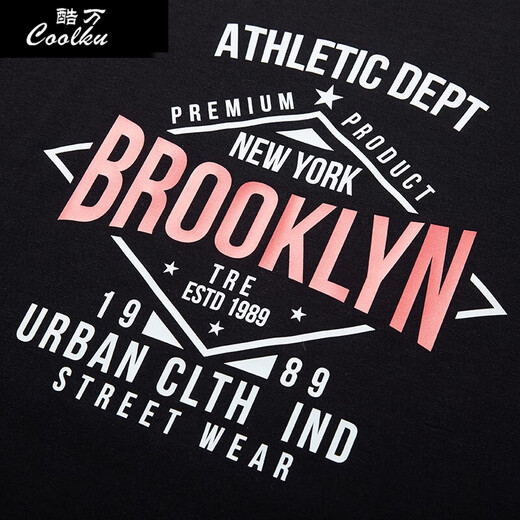
Coolku (coolku) large-size men's printed short-sleeved T-shirt for men with fat plus size loose fat man summer large-size T-shirt trend T6172 black M