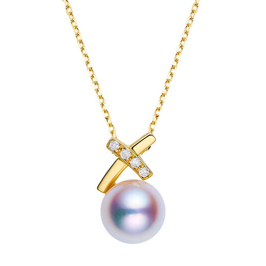 Ji Ge natural Japanese Akoya seawater pearl 18K gold diamond pendant necklace Aurora goddess quality gift for wife