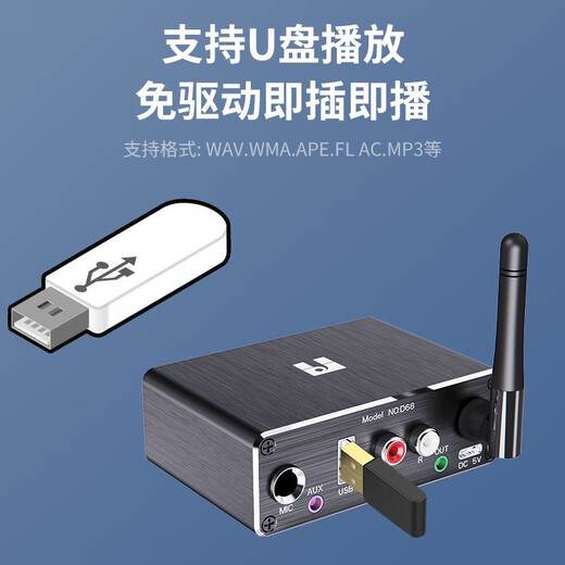 梵声 FAMSHION 蓝牙接收器播放器适配器5.2播放器U盘话筒功放音响音箱转换 标配+二对二音频线