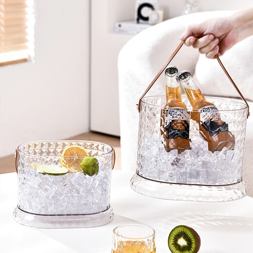 Yunxu Ice Bucket Household Coke Beer Ice Wine Bucket Transparent Picnic Beverage Bucket High-Looking Storage Bucket Internet Celebrity Ice Bucket White Pack of Two